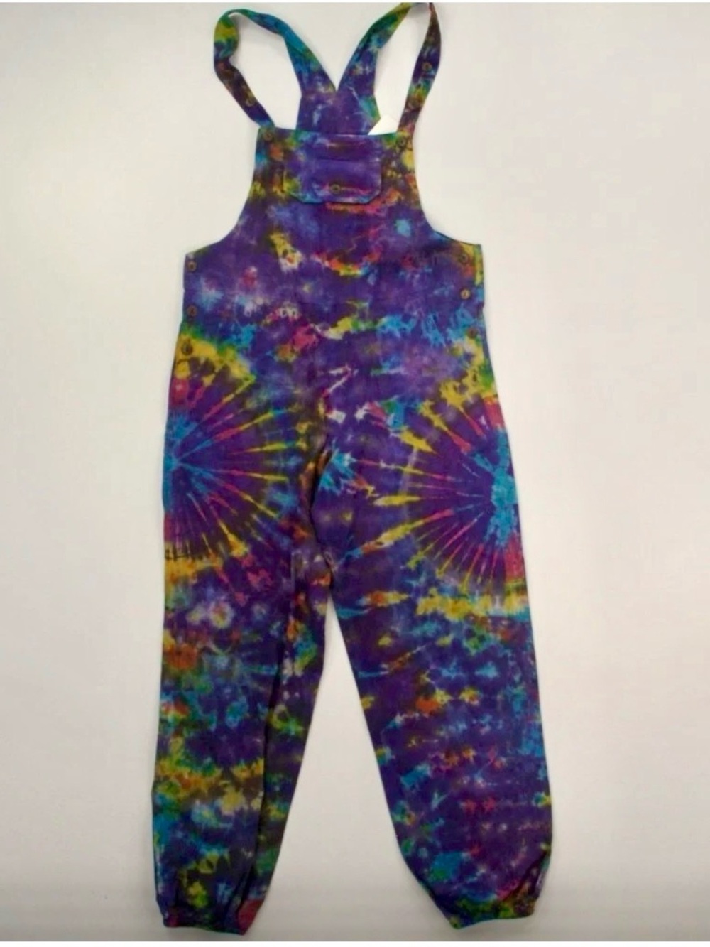 Tie-Dye Hippie Festival Overalls Size Large 100% Cotton NWT